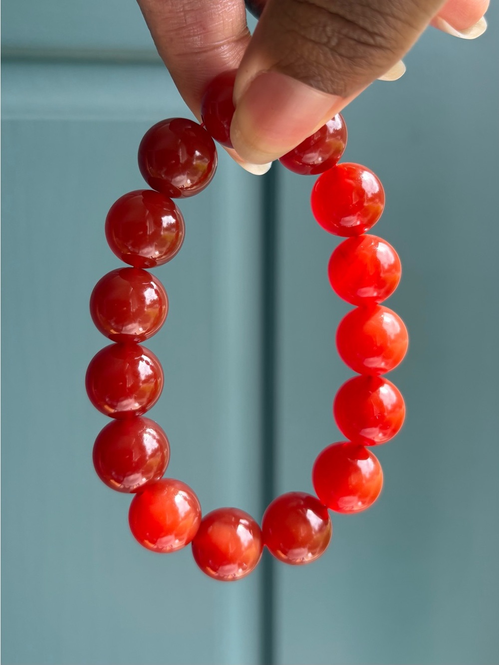 Jumbo Carnelian Crystal Bracelet 14mm - Picture 5 of 9